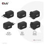Club 3D GmbH Cargador GaN 65W PD 3.0 con 2 Puertos USB-C y 1 USB-A para Viaje, Teléfono Móvil y Portátil, Negro
