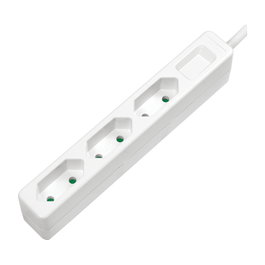 LogiLink LPS229 Regleta de enchufes de 3 salidas, 1,5 m, Blanco