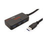 ROLINE 12041098 Hub USB 3.2 Gen 1 4 Puertos con Repeater, Negro, Cable 10m