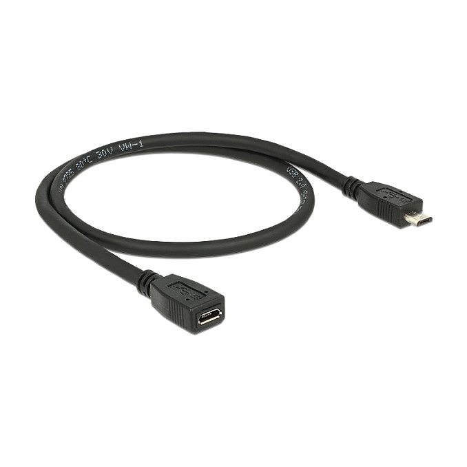 DeLOCK Cable de extensión USB 2.0 Micro-B macho a Micro-B hembra 0,5 m