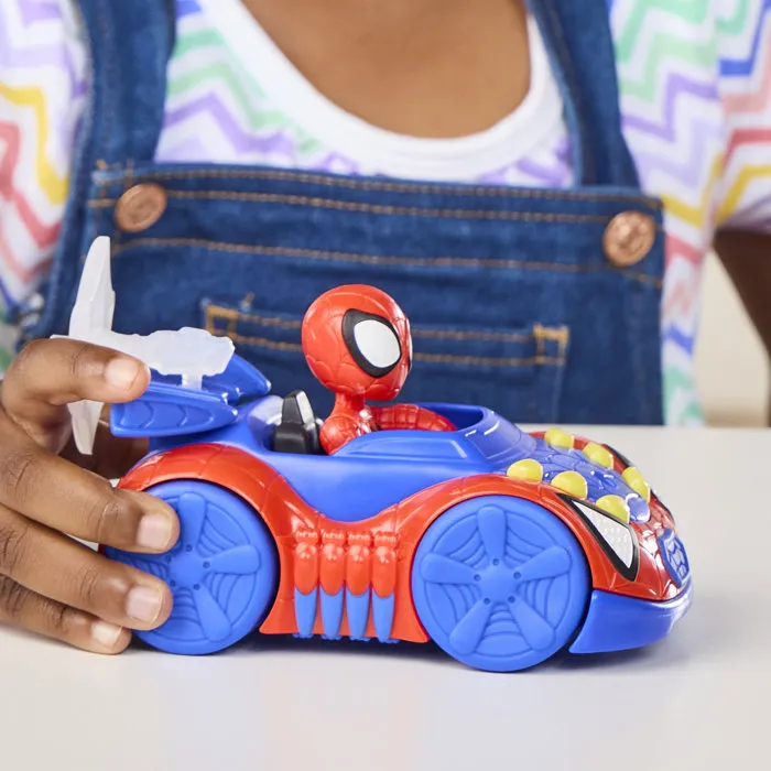 Hasbro Spidey y sus extraordinarios amigos Lancha Araña con figura de 7.5 cm Juguete para niños +3 años HASG24615X0