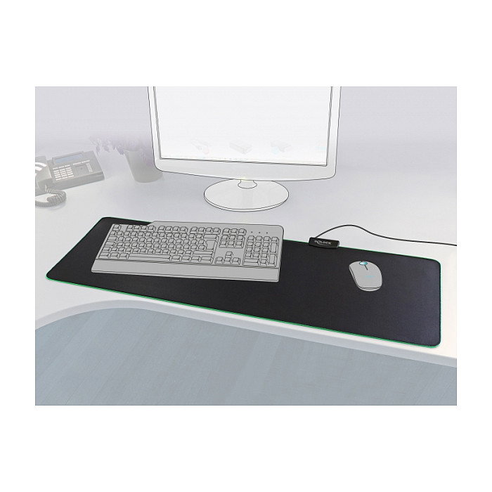 DeLOCK 12555 Alfombrilla para ratón con iluminación RGB Negro