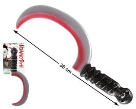 Hoz Curva de 36 cm Gris con Efecto Sangre para Disfraz