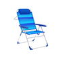 Marbueno Silla Plegable 5 Posiciones Aluminio con Cojin Rayas Azules Playa y Piscina 67X66X99 cm 10246