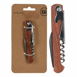 Excellent Houseware Sacacorchos de acero inoxidable y madera con 3 funciones