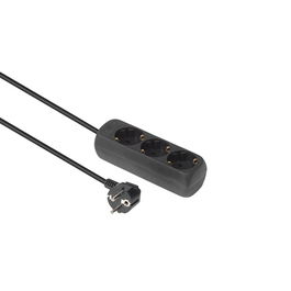 MicroConnect GRU003B-WOS Enchufe Schuko de 3 Vías con Cable de 1.5m, Negro