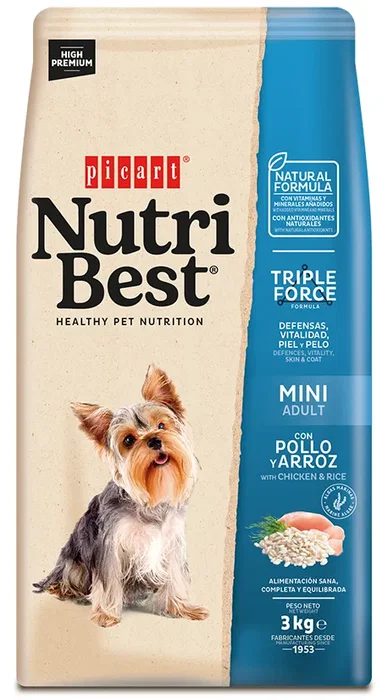 Picart Nutribest Adult Mini Pienso para Perro Sabor Pollo y Arroz 3 kg Picart Nutribest Adult Mini Pienso para Perro Sabor Pollo y Arroz 3 kg