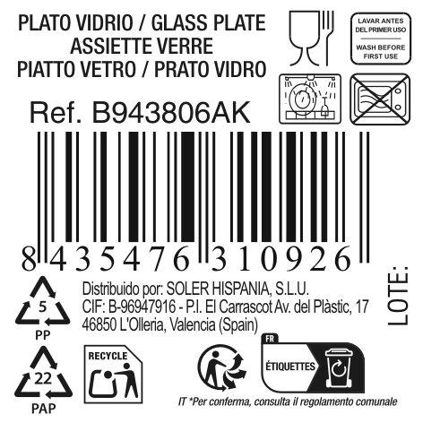 Inde Plato Llano "Diamond" Ø 26 cm (12 Unidades)