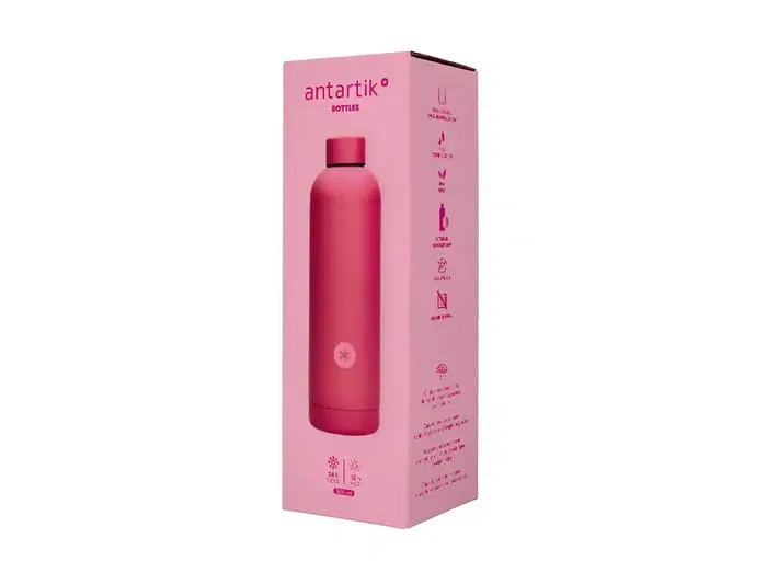Antartik Botella Portalíquidos Isotérmica Acero Inoxidable Libre de BPA, 500 ml, Fucsia, Calor 12h, Frío 24h