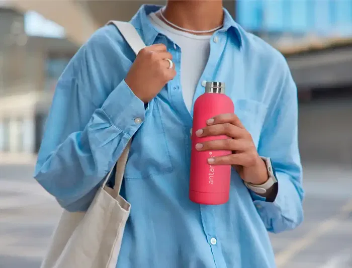 Antartik Botella Portalíquidos Isotérmica Acero Inoxidable Libre de BPA, 500 ml, Fucsia, Calor 12h, Frío 24h