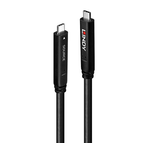 LINDY Cable Híbrido USB 3.2 Gen 1 y DP 1.4 USB C a USB C, 8 m, Negro