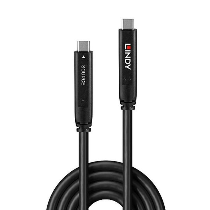 LINDY Cable Híbrido USB 3.2 Gen 1 y DP 1.4 USB C a USB C, 8 m, Negro