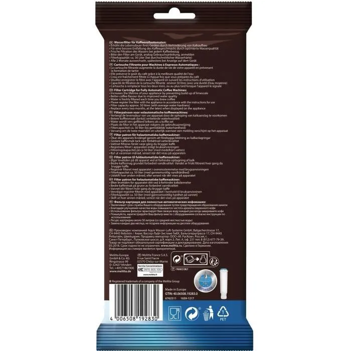Melitta Pro Aqua Filterpatrone Cartucho de Filtro para Caffeo