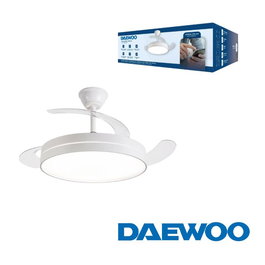 DAEWOO Ventilador de Techo con Aspas Retráctiles, Motor 30W, LED 36W, 3 Temperaturas y Control por App, 42 Pulgadas