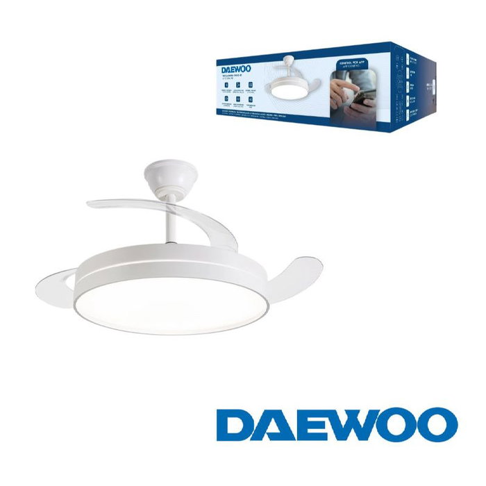 DAEWOO Ventilador de Techo con Aspas Retráctiles y LED DW5008 DAEWOO Ventilador de Techo con Aspas Retráctiles y LED DW5008