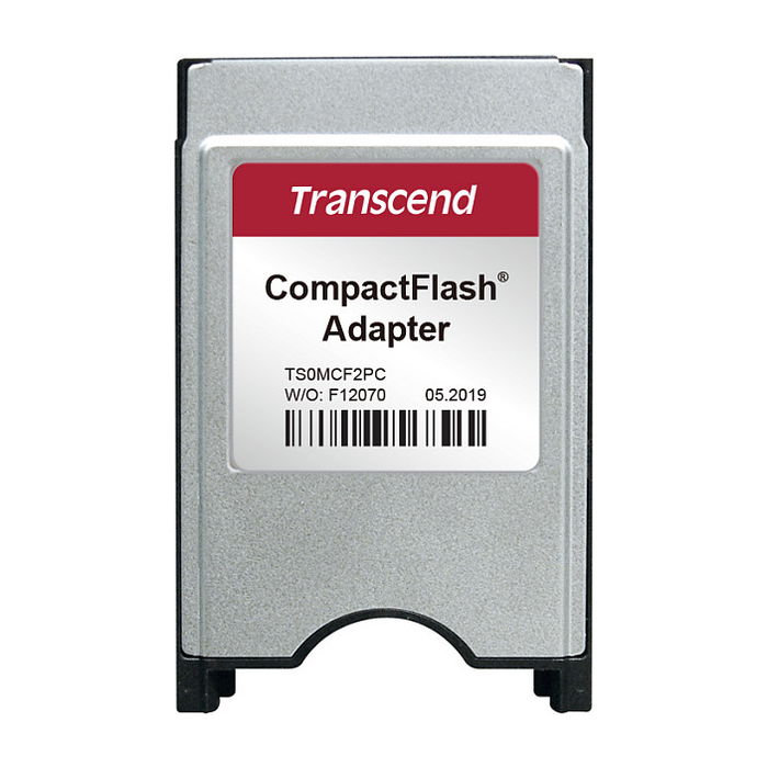 Transcend PC Card CompactFlash Adapter, CF to PCMCIA Type II/III, Plata, Compatible con CompactFlash (Type I), CE/FCC/BSMI/RCM