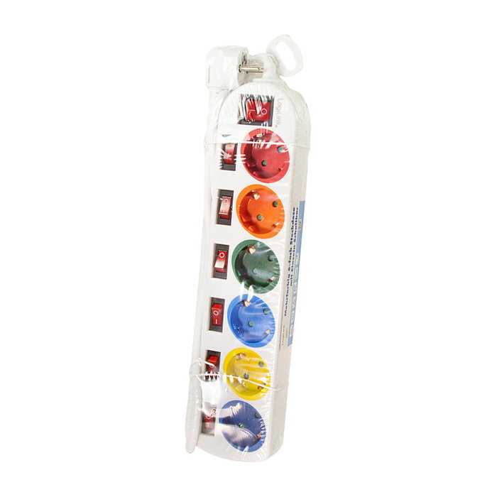 LogiLink Regleta de 6 Tomas CEE 7/3 con 7 Interruptores, Multicolor