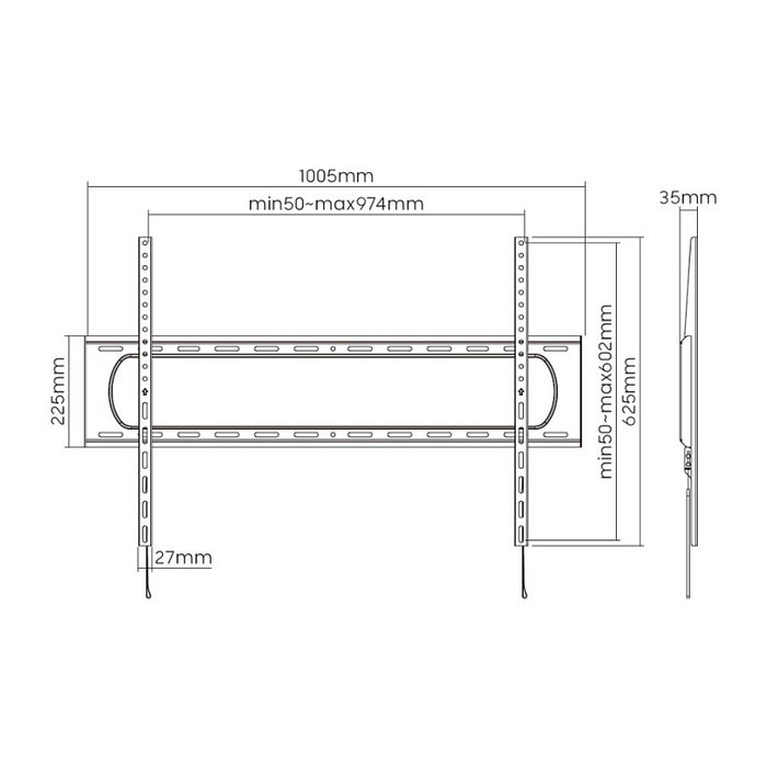 Equip Soporte de Pared Fijo para TV 60-120 Pulgadas, VESA hasta 900x600, Negro Equip Soporte de Pared Fijo para TV 60-120 Pulgadas, VESA hasta 900x600, Negro