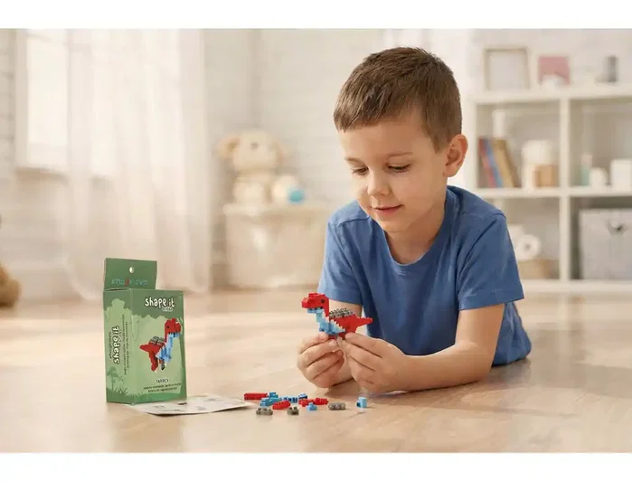 Imaginovo Juego de mini bloques de construcción Shape It dinosaurio rojo de 157 piezas
