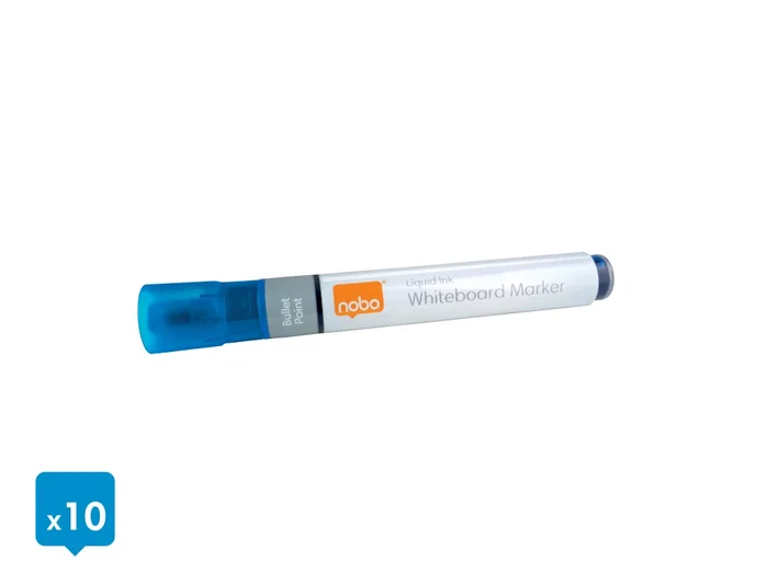 Nobo Rotulador Pizarra Blanca Tinta Líquida Punta Cónica 3 mm Azul Caja de 10 Unidades
