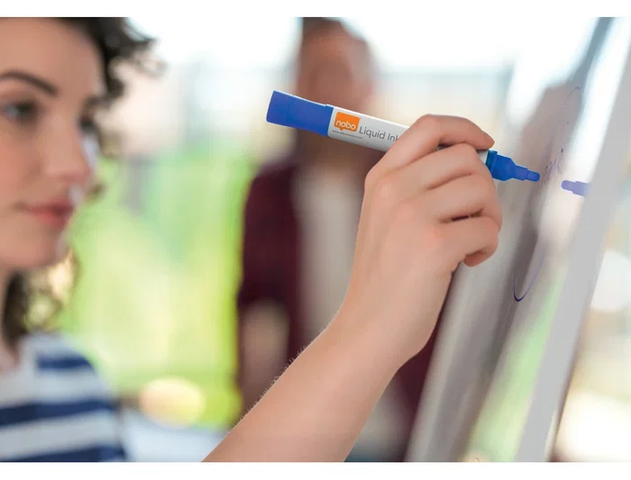 Nobo Rotulador Pizarra Blanca Tinta Líquida Punta Cónica 3 mm Azul Caja de 10 Unidades