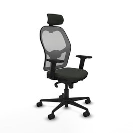 PIQUERAS Y CRESPO Silla de oficina Jorquera con mecanismo Sincro, Tela Negra y Malla Gris
