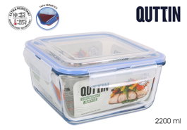 Quttin Fiambrera Cuadrada Hermética 2.2 L (4 Unidades)