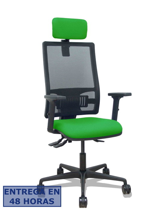 PIQUERAS Y CRESPO Silla Bormate con mecanismo Asincro, asiento Verde y respaldo Malla Negro