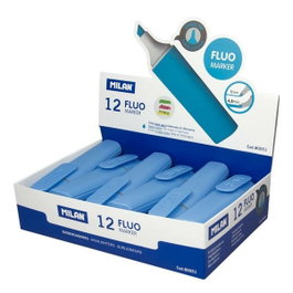 Milan Marcadores Fluorescentes Azul Punta Biselada Caja de 12 Unidades