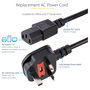 StarTech.com Cable de Alimentación BS 1363 a C13, 3m, Negro