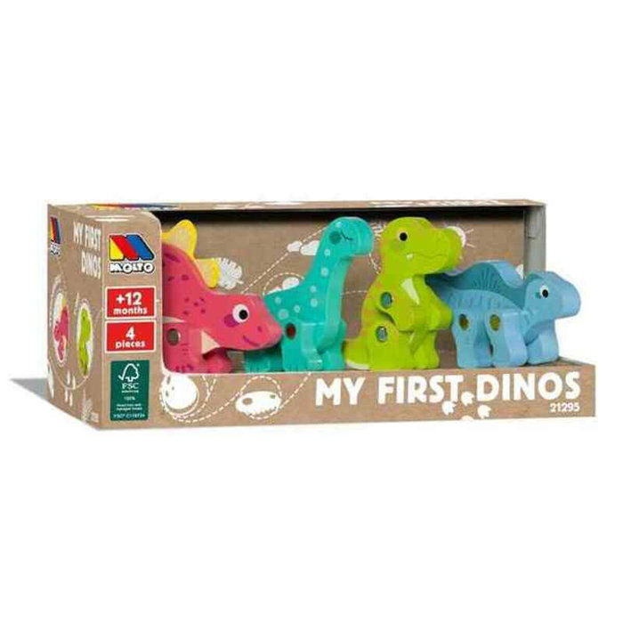 Molto Figuras de dinosaurios de madera set de 4 piezas Molto Figuras de dinosaurios de madera set de 4 piezas