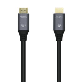 AISENS - CABLE HDMI V2.1 ULTRA ALTA VELOCIDAD / HEC 8K@60HZ 48GBPS, A/M-A/M, GRIS/NEGRO, 0.5M