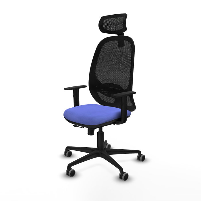 PIQUERAS Y CRESPO Silla de oficina Cilanco con mecanismo Sincro/Traslack, Azul claro y Negro