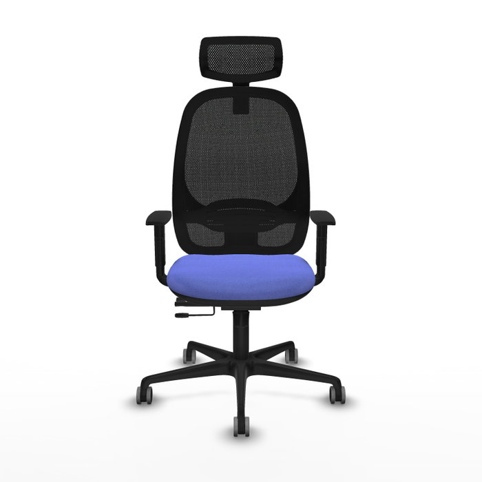 PIQUERAS Y CRESPO Silla de oficina Cilanco con mecanismo Sincro/Traslack, Azul claro y Negro