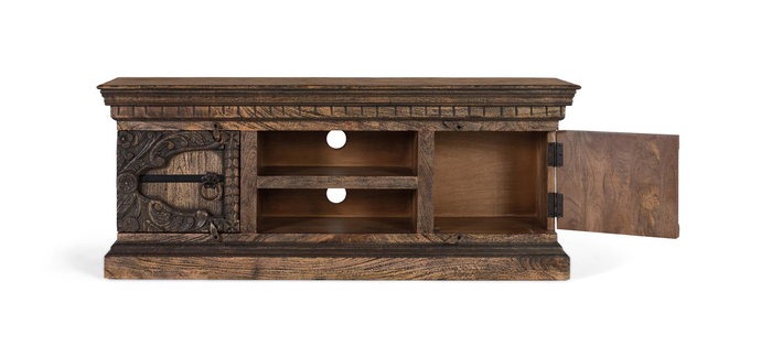 Giner y Colomer - Mueble TV en Madera de Mango Maciza con 2 Puertas y 2 Estantes