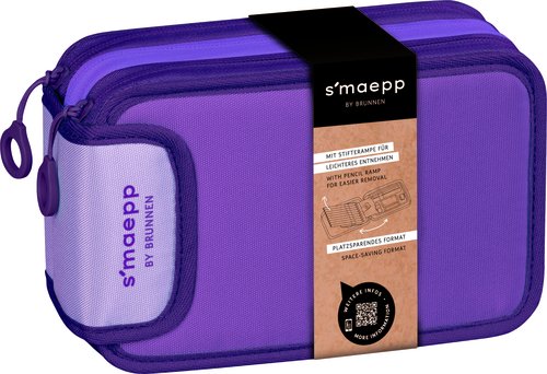Plumier Brunnen Con Contenido 3 Cremalleras Morado