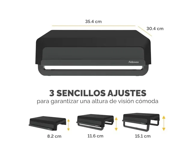 Fellowes Breyta Elevador para Monitor con 3 Ajustes de Altura, Negro/Gris