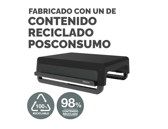 Fellowes Breyta Elevador para Monitor con 3 Ajustes de Altura, Negro/Gris