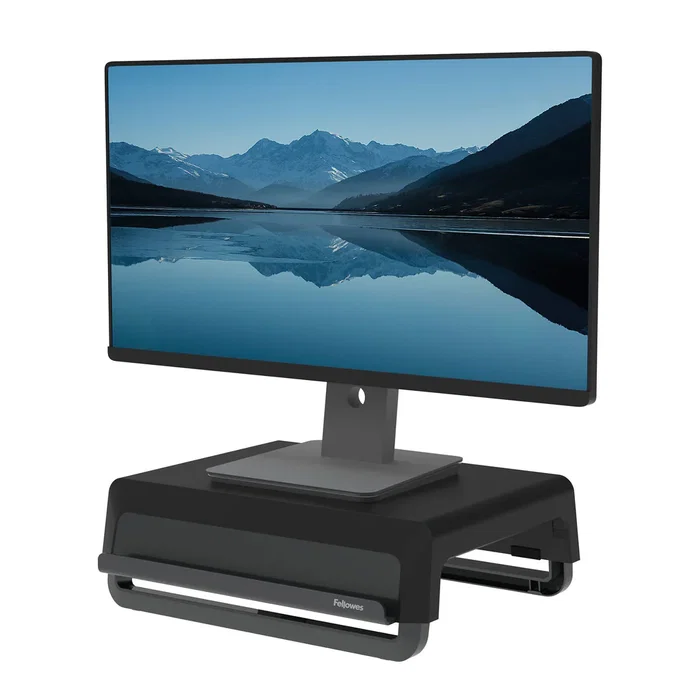 Fellowes 100016560 Elevador para Monitor de Escritorio, 15kg, 3 Ajustes de Altura (82-151mm), Negro y Gris Fellowes 100016560 Elevador para Monitor de Escritorio, 15kg, 3 Ajustes de Altura (82-151mm), Negro y Gris