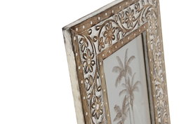 DKD Home Decor Marco de Foto 15x20 Blanco Natural Mango y Cristal 2 x 31.5 x 26.5 cm