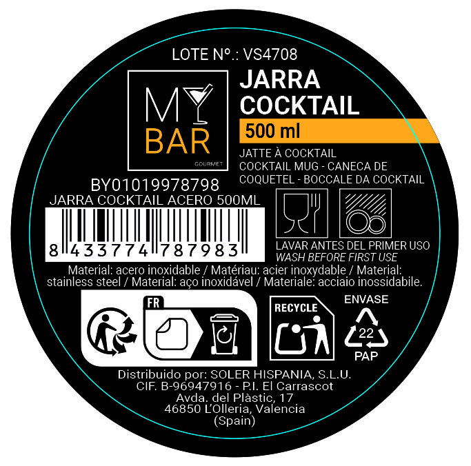 My Bar Jarra Cocktail Acero 500ml