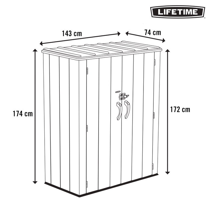 Lifetime Armario exterior vertical Rough Cut™ 1445 litros con estantes y colgadores