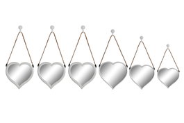 DKD Home Decor Set de 3 Espejos de Corazón Blanco 26x3x26 cm