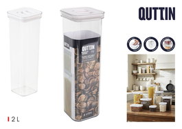 Inde Tarro Pet Cuadrado con Tapa Hermética 2 Litros (2000ml) - 10.5x10.5x31 cm (12 Unidades)