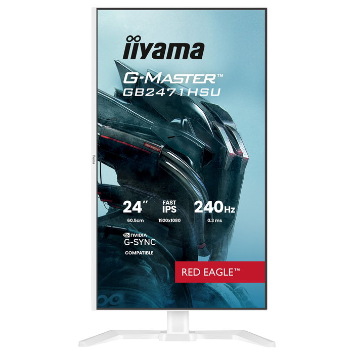 iiyama G-MASTER GB2471HSU-W1 Monitor Gaming 60.5 cm (24") Full HD 1920x1080 Fast IPS 240Hz 0.3ms G-SYNC Compatible FreeSync HDR10 Blanco