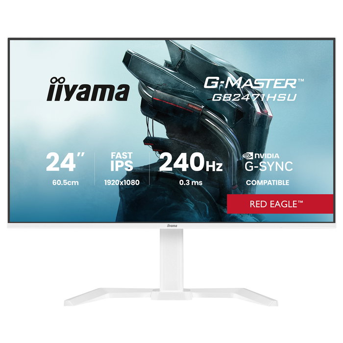iiyama G-MASTER GB2471HSU-W1 Monitor Gaming 60.5 cm (24") Full HD 1920x1080 Fast IPS 240Hz 0.3ms G-SYNC Compatible FreeSync HDR10 Blanco
