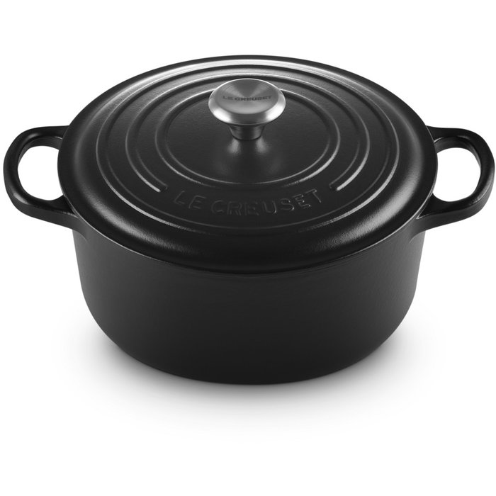 Le Creuset Signature Brasera Redonda de Hierro Fundido 22 cm (3.3 L) Negra - Apta para Inducción, Horno y Lavavajillas, Hecho en Francia