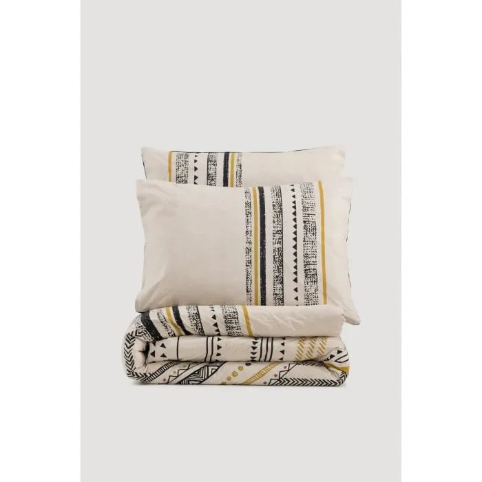 Juego de cama 220x240 cm + 2 fundas de almohada 60x60 cm - 100% Algodón - Blanco