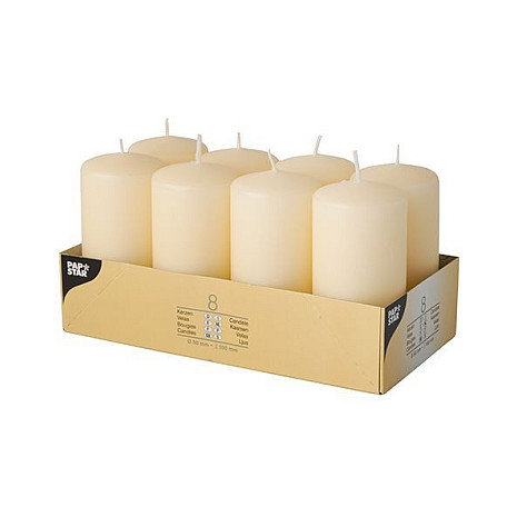 PAPSTAR Velas de cilindro crema, 10 cm, pack de 8 PAPSTAR Velas de cilindro crema, 10 cm, pack de 8