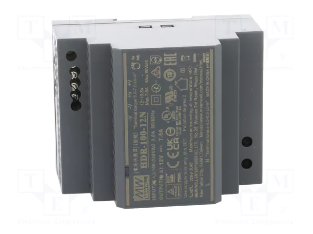 MEAN WELL HDR-100-12N Alimentador de impulso 100W 12VDC